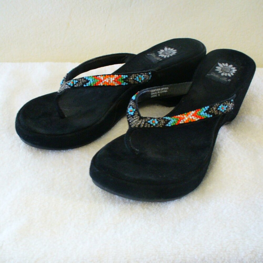 YELLOW BOX  Brand  sandals  Wedges  Size 9  Aztec